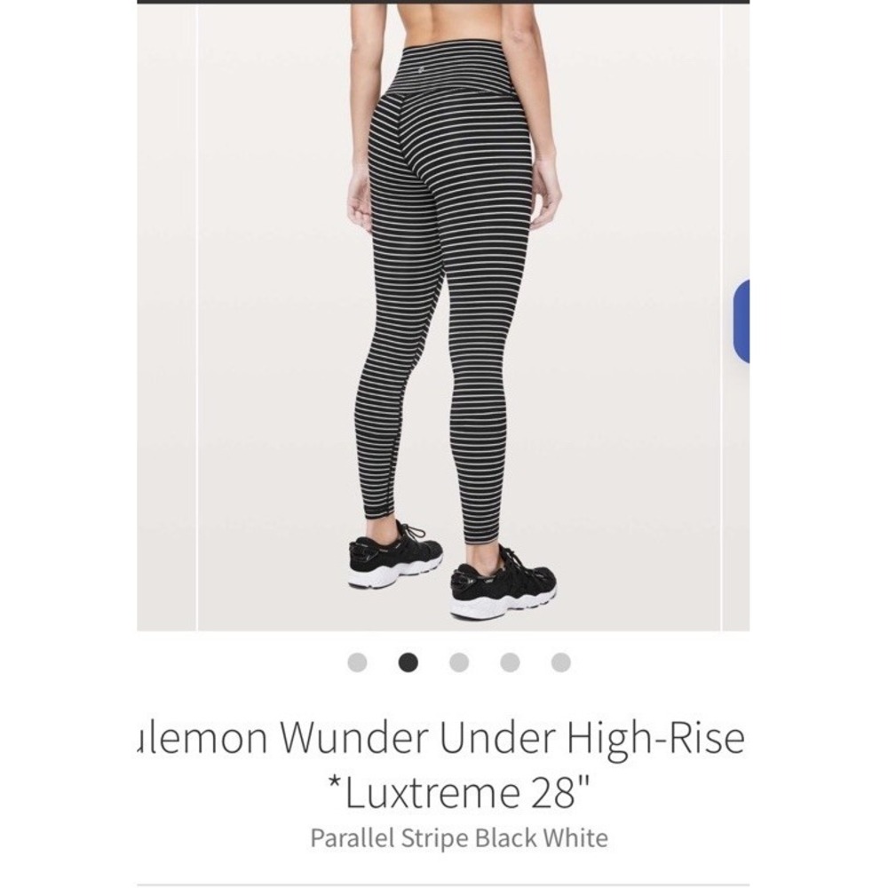 🍋EUC Lululemon Wunder Under HR TIGHT 28" Parallel Stripe Black White 14